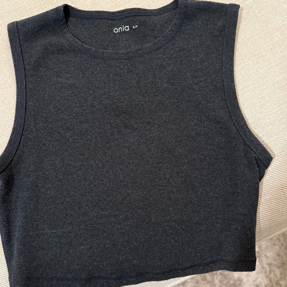 Onia Everyday Muscle Tank Top Dark Gray Size Small
